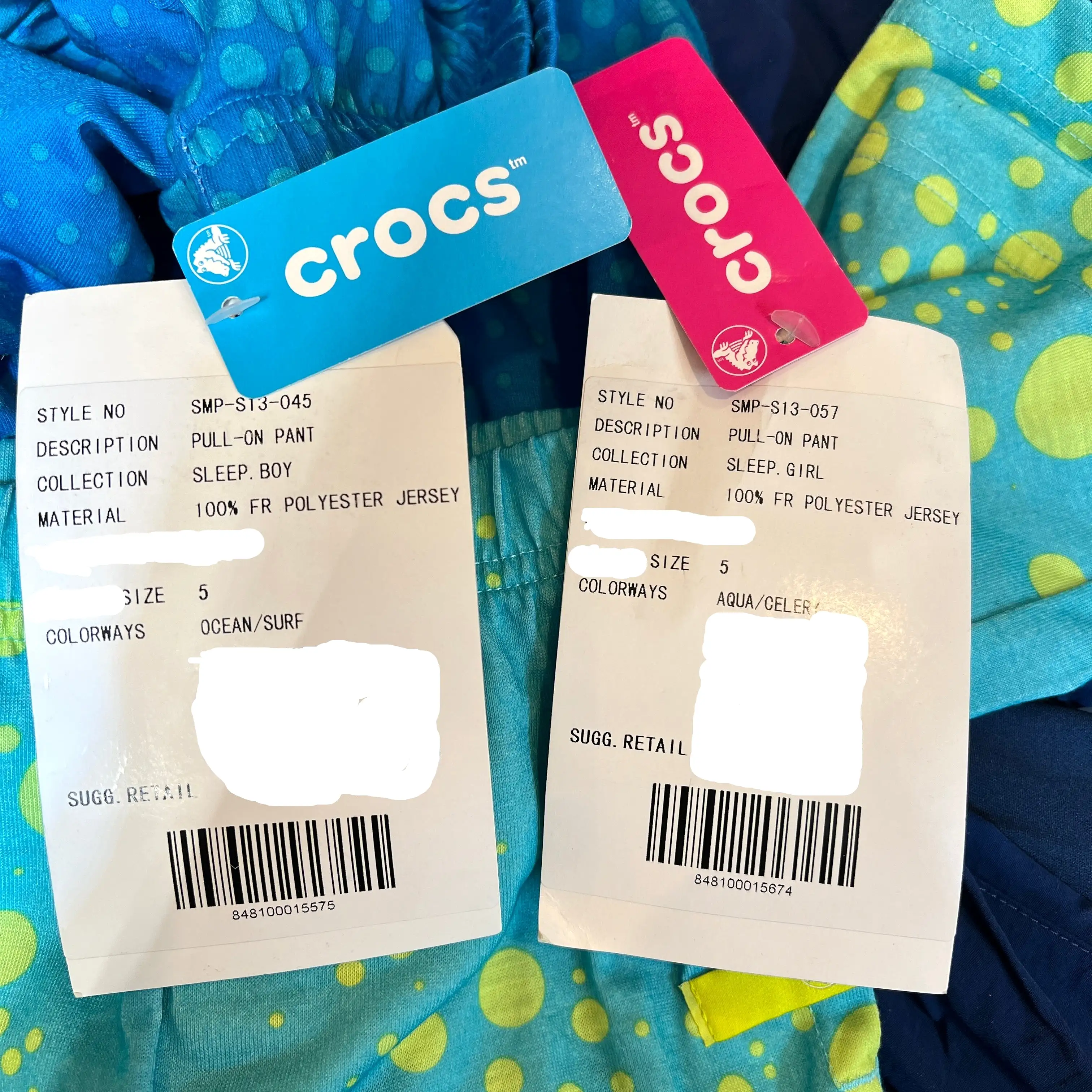 2 pair Children's Crocs  Pull-on Sleep Pant - Size 5