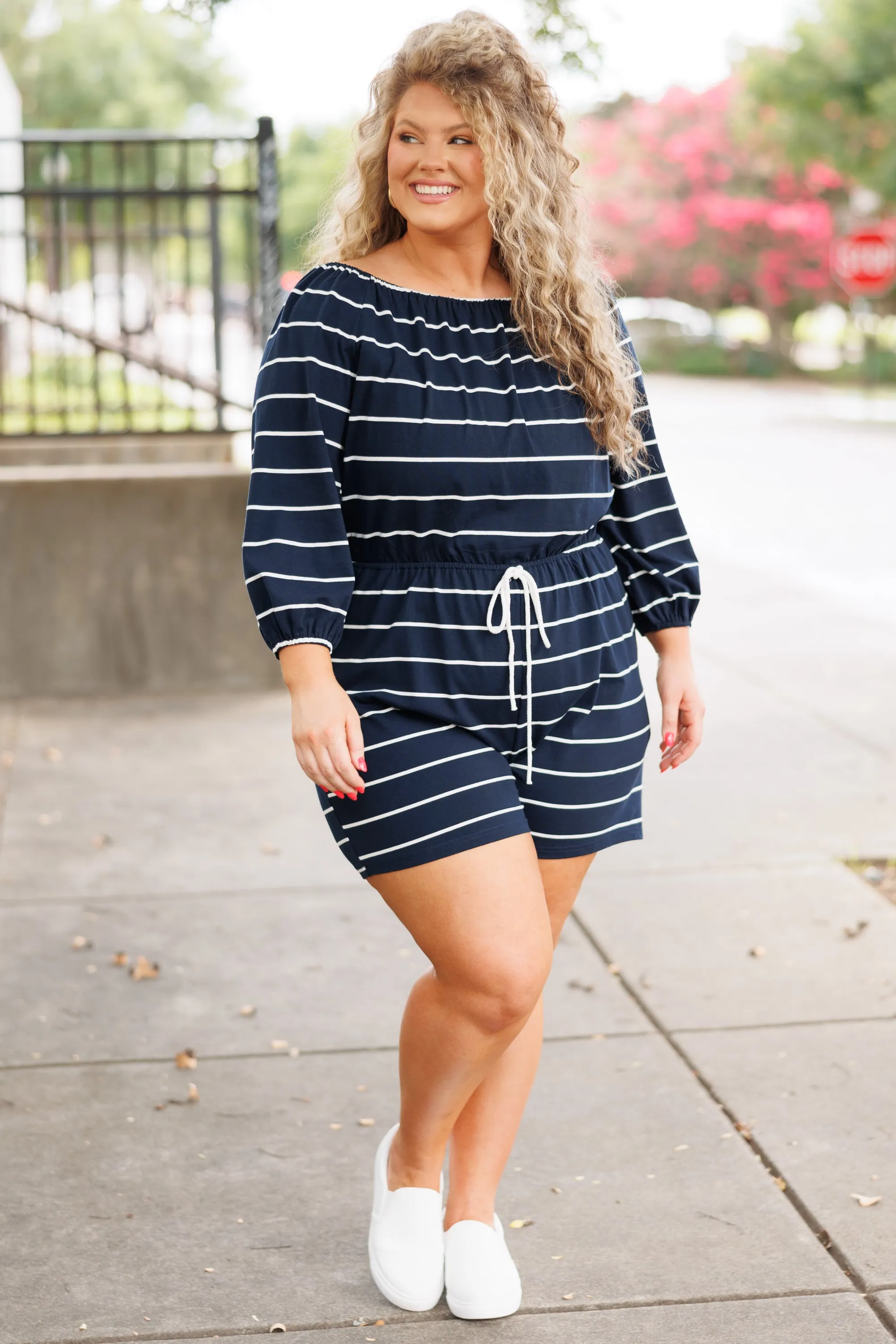 Always Adventuring Romper, Navy