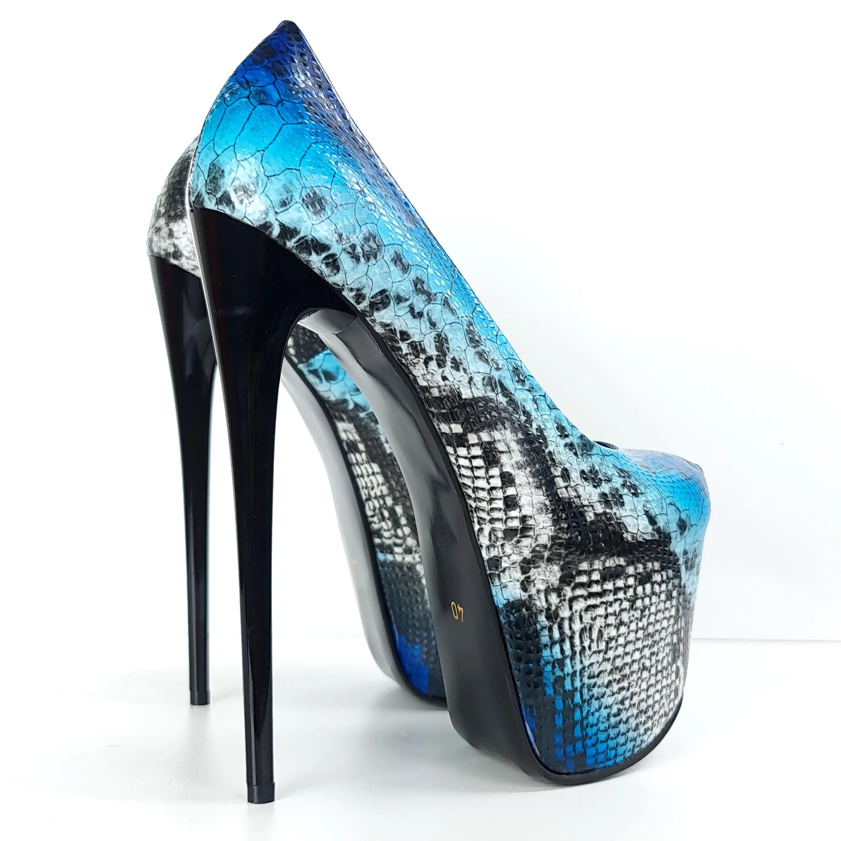 Blue Snake Print Classic High Heel Pumps