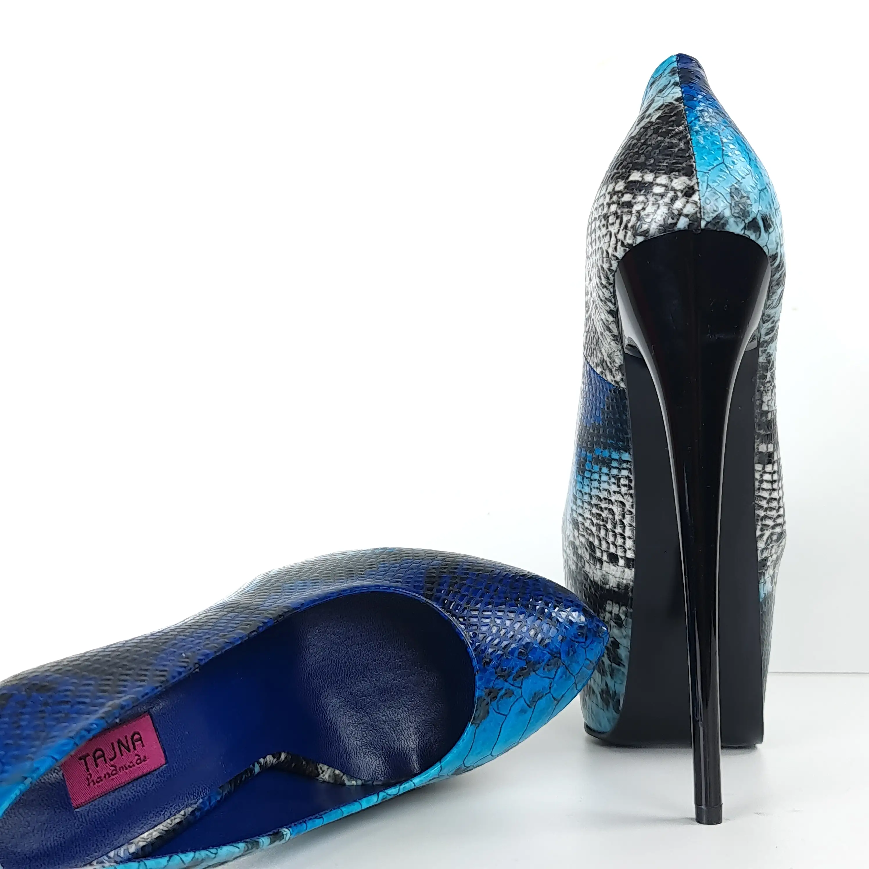 Blue Snake Print Classic High Heel Pumps