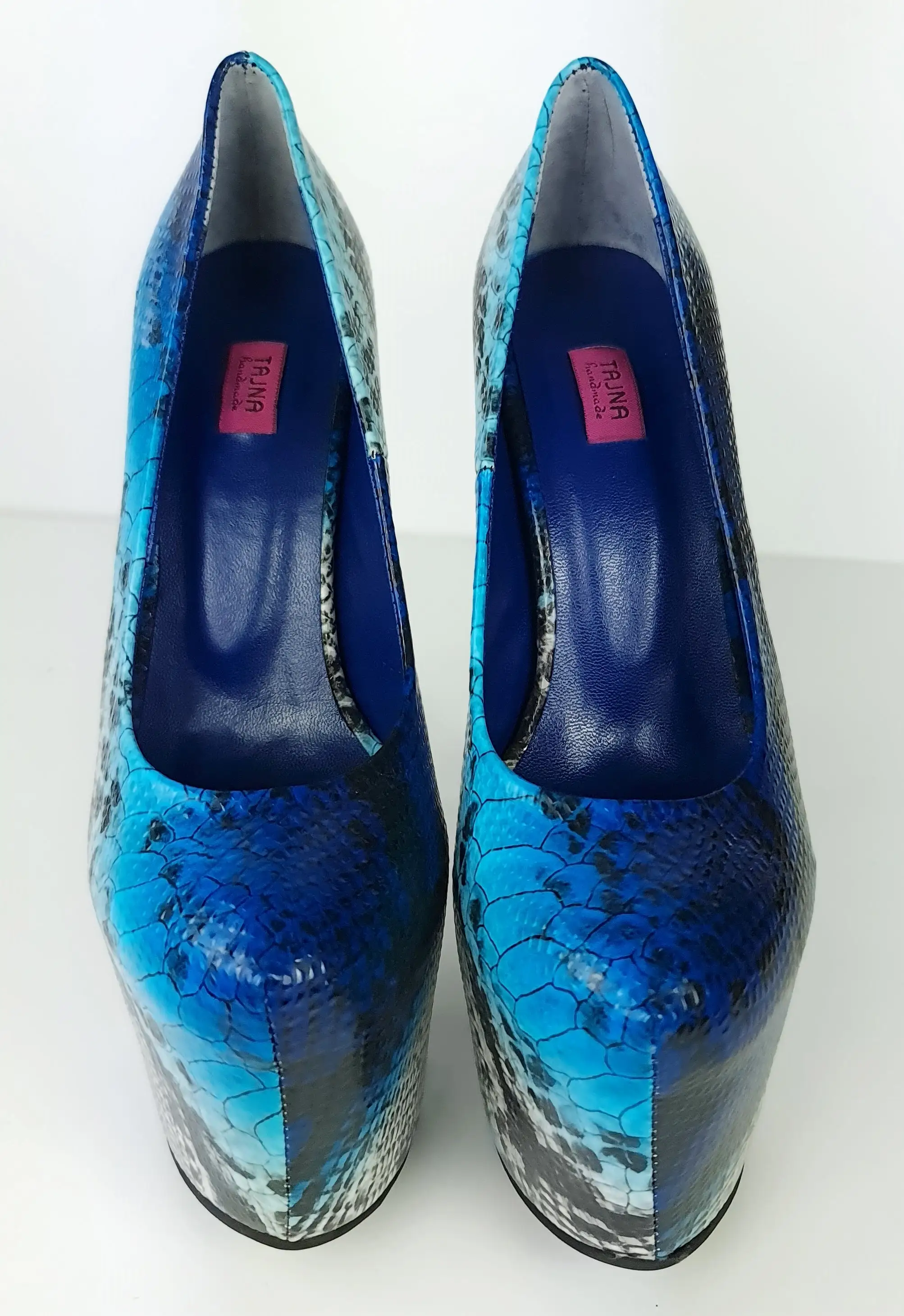 Blue Snake Print Classic High Heel Pumps