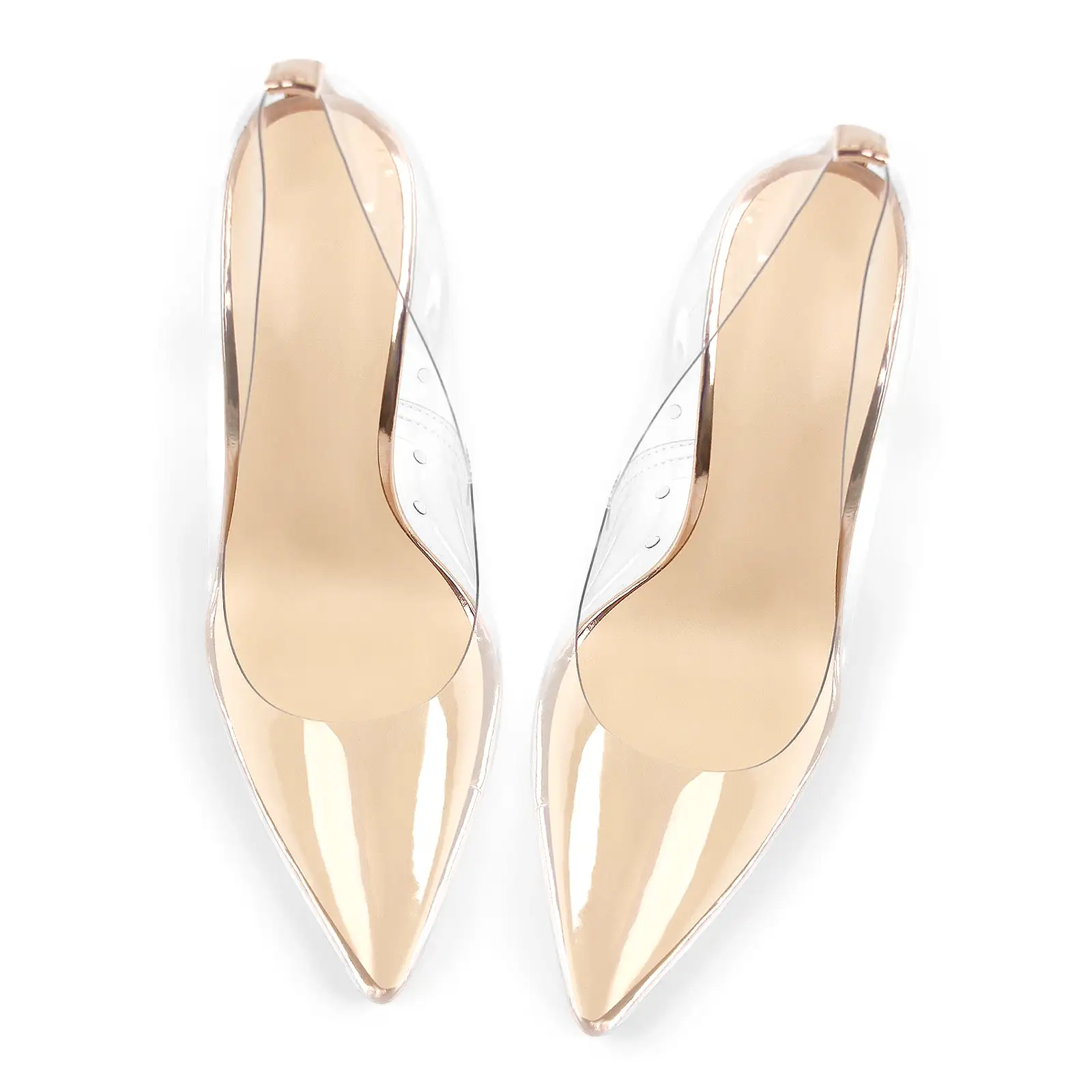 Clear Pointed Toe Block High Heel Pumps