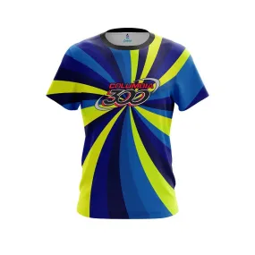 Columbia 300 Blue Yellow Color Swirl CoolWick Bowling Jersey