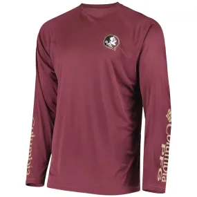 Columbia Men's Seminole Logo/Sportsman Flag Design PHG Terminal Shot Long Sleeve Shirt - Garnet