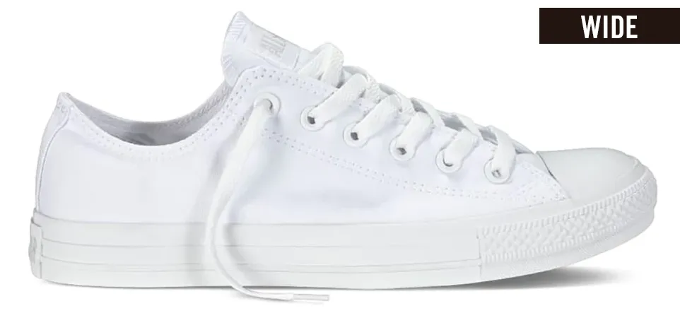 Converse Chuck Taylor All Star Low Top Wide Width Monochrome White