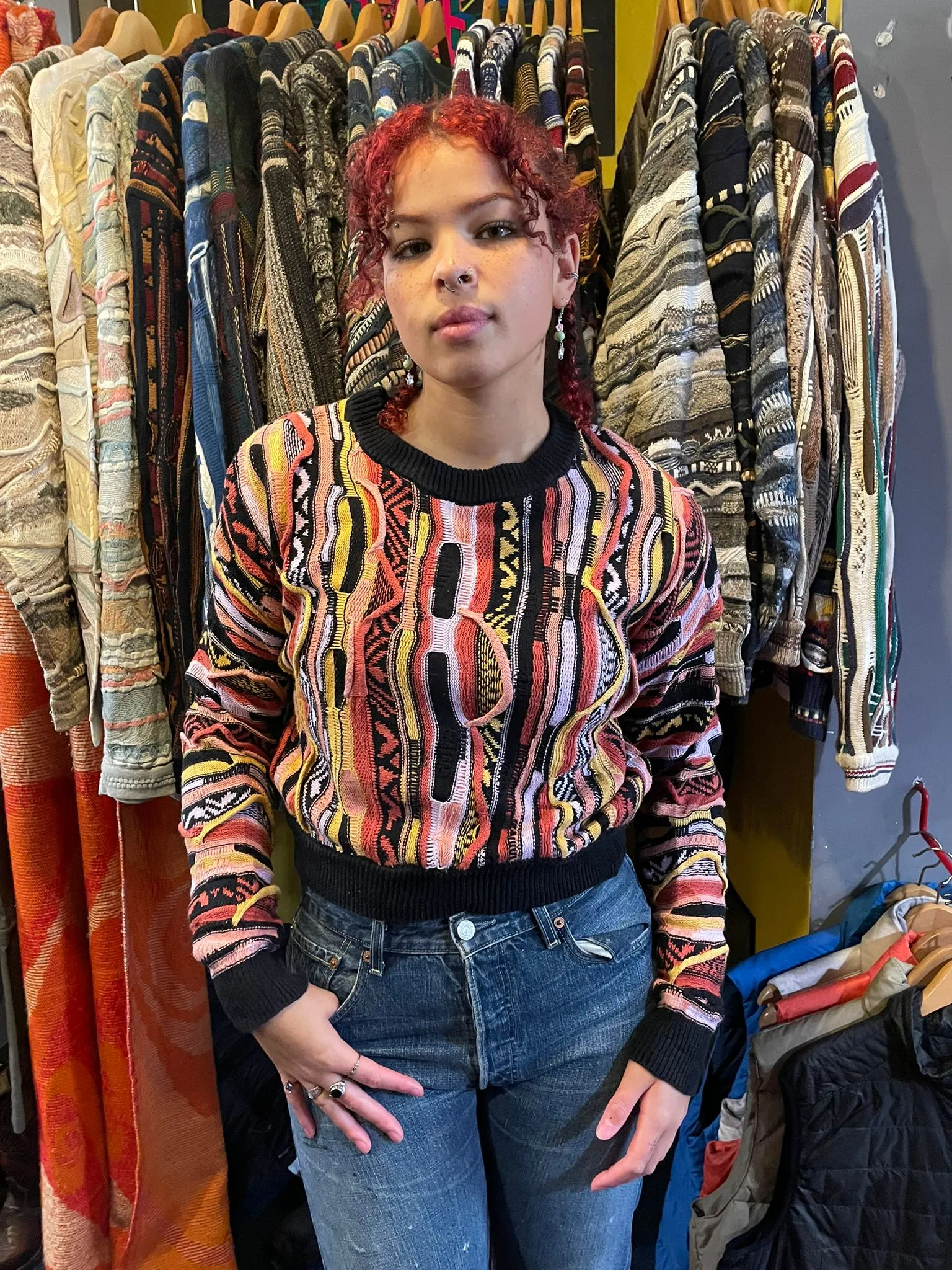 Coogi-Style 90s Cropped Pullover Jumper