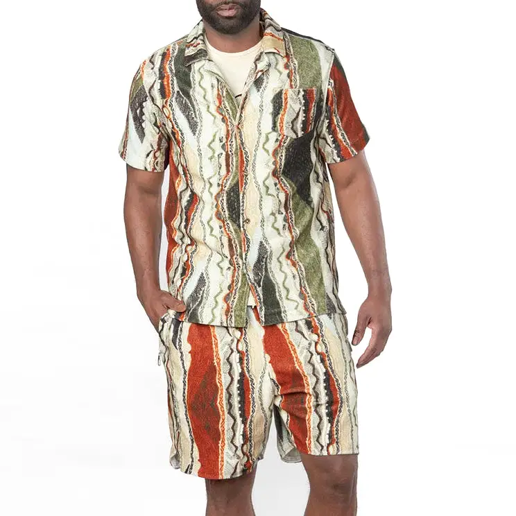 Coogi Taos Terry Short Sleeved Shirt (Multi Neutral) CG-KT-018