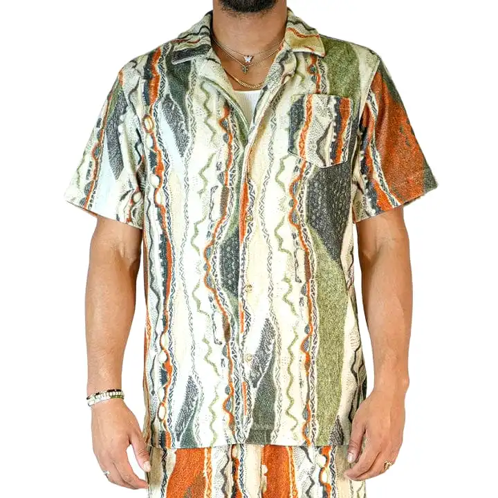 Coogi Taos Terry Short Sleeved Shirt (Multi Neutral) CG-KT-018