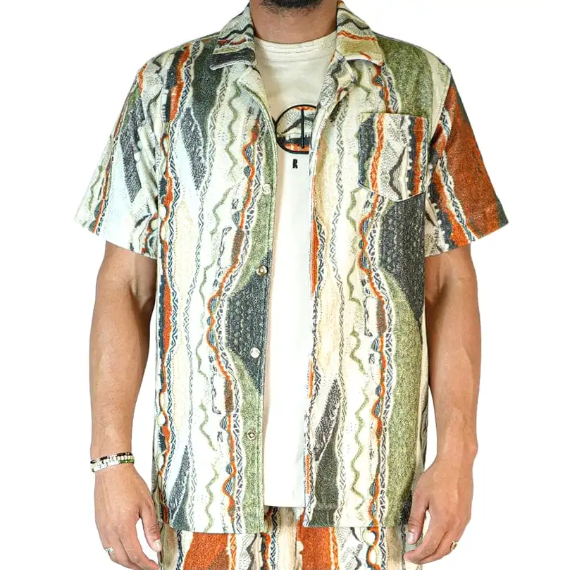 Coogi Taos Terry Short Sleeved Shirt (Multi Neutral) CG-KT-018