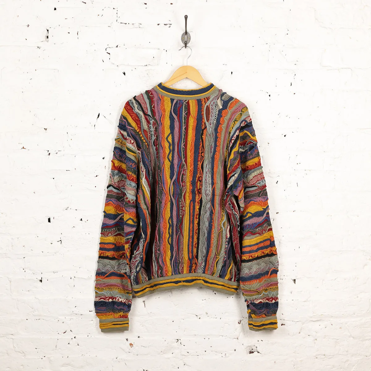 Coogi Texture Pattern Knit Jumper - Blue/Orange - XL