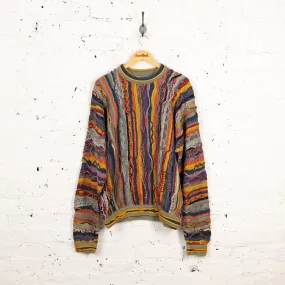 Coogi Texture Pattern Knit Jumper - Blue/Orange - XL