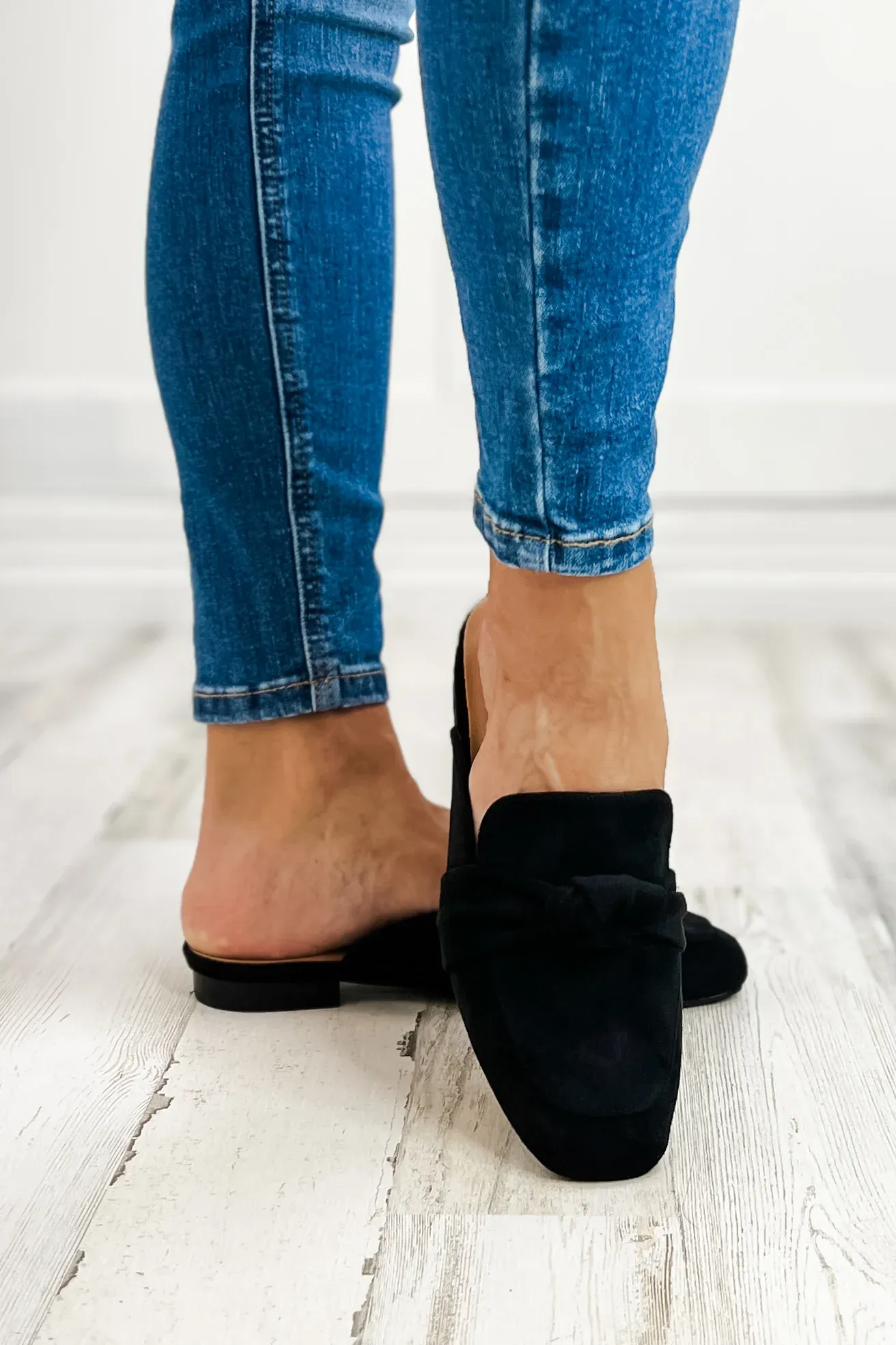 Corkys Clingy Mules in Black Faux Suede