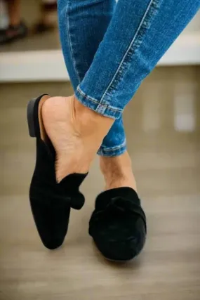 Corkys Clingy Mules in Black Faux Suede