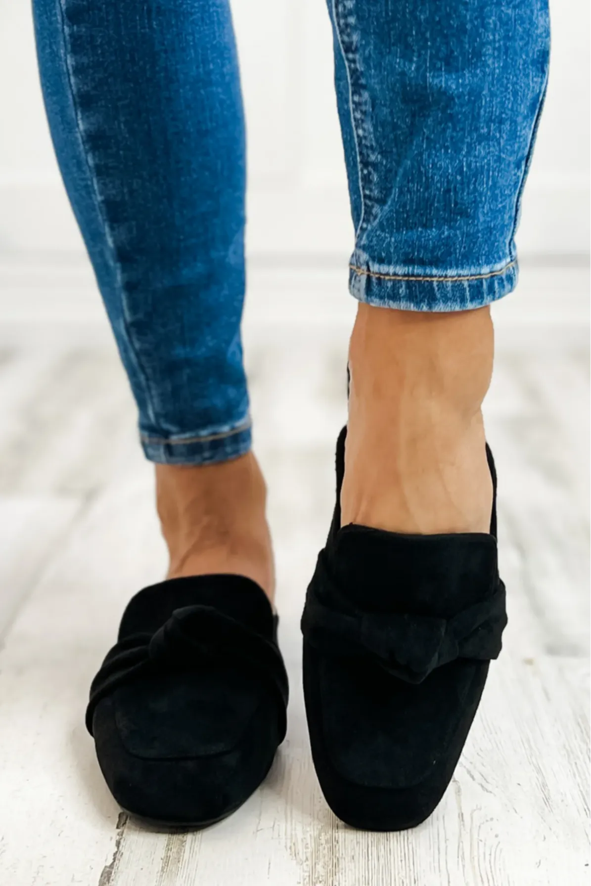 Corkys Clingy Mules in Black Faux Suede