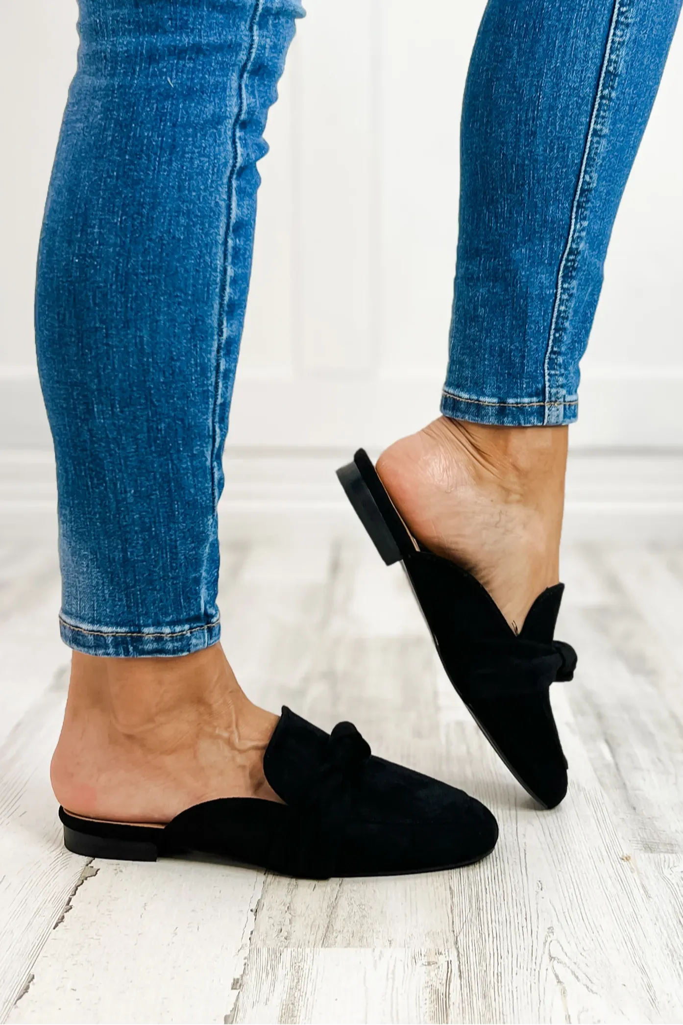 Corkys Clingy Mules in Black Faux Suede