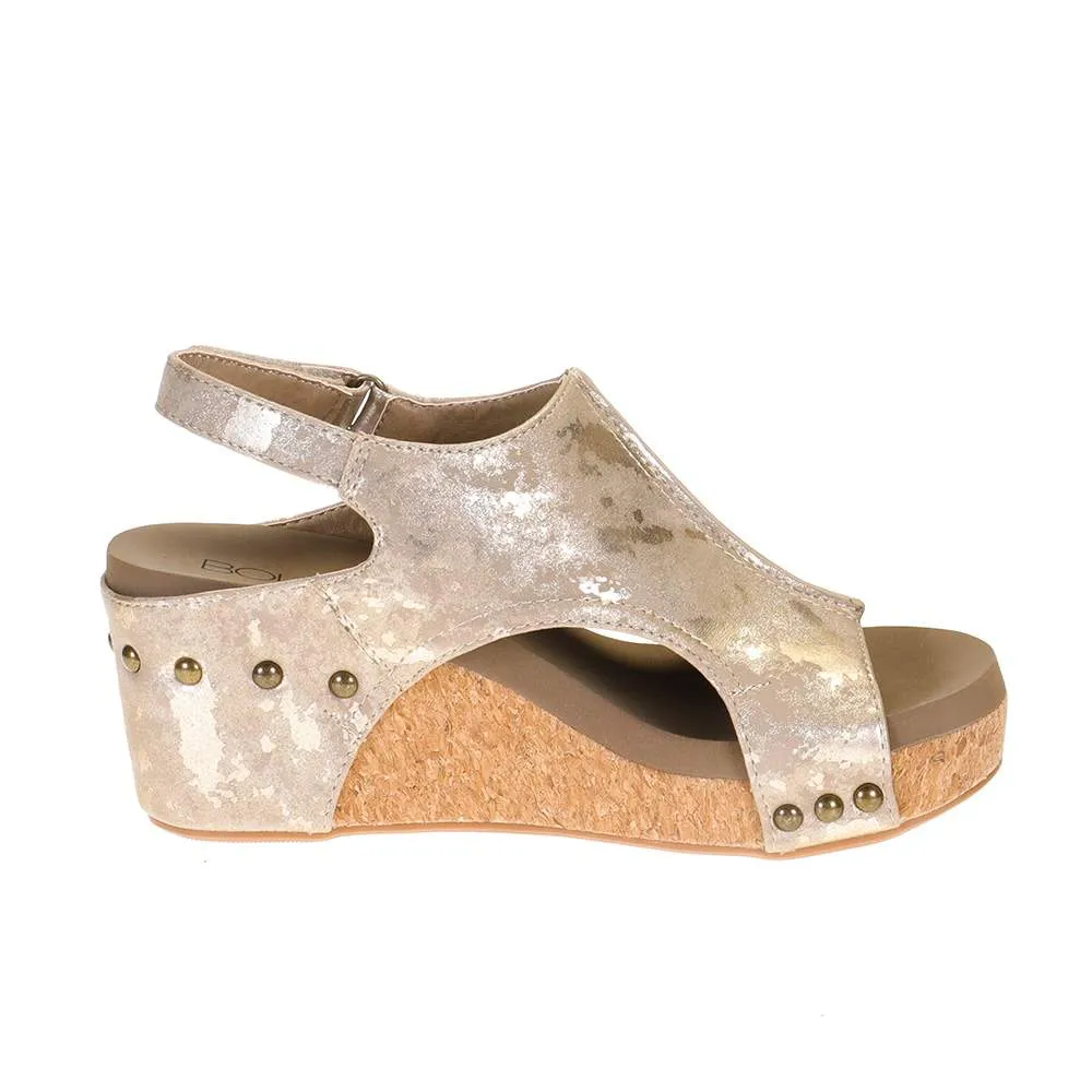 Corkys Women's Carley Wedge Sandal - Taupe Metallic 30-5316