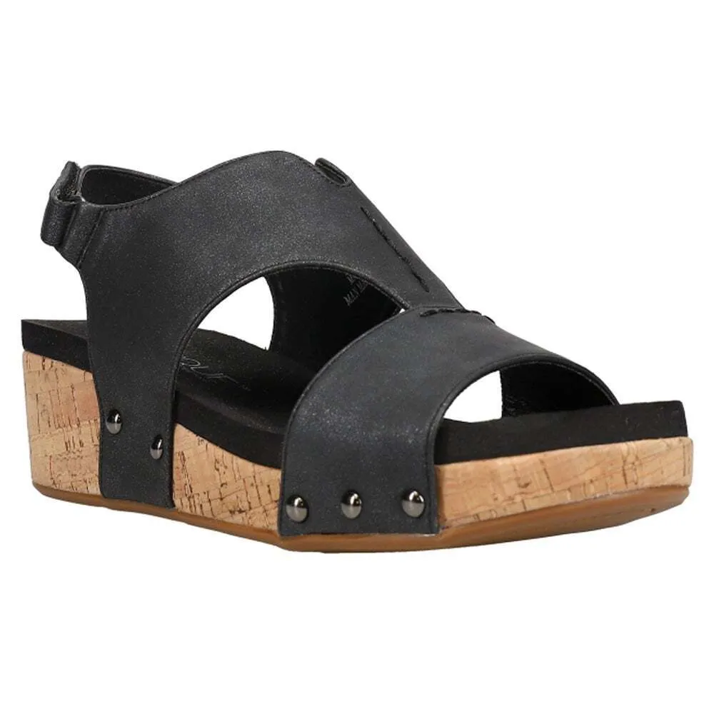 Corkys Women's Refreshing Wedge Sandal - Black 41-0142