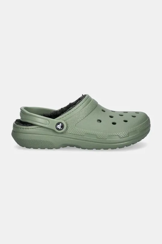 Crocs sliders Classic Lined Clog men's green color 203591