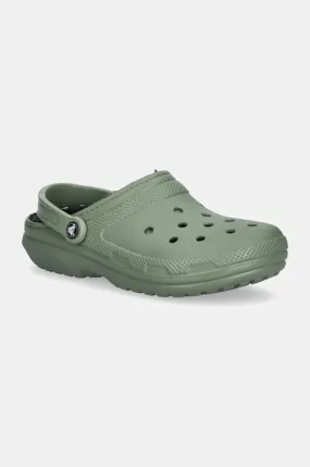 Crocs sliders Classic Lined Clog men's green color 203591