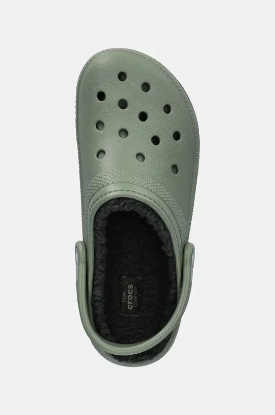 Crocs sliders Classic Lined Clog men's green color 203591