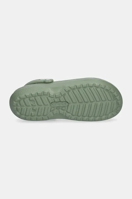 Crocs sliders Classic Lined Clog men's green color 203591