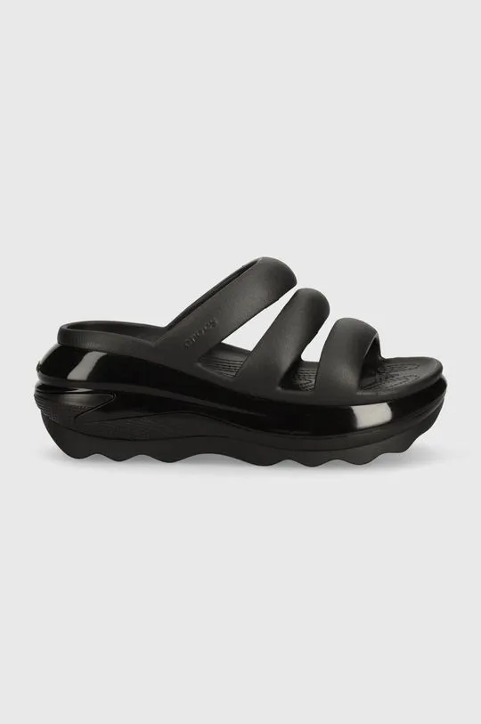 Crocs sliders Mega Crush Triple Strap women's black color 209842