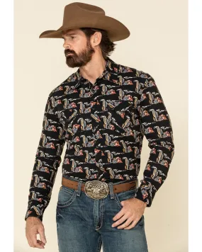 Dale Brisby Men's Cactus Print Long Sleeve Snap Western Shirt