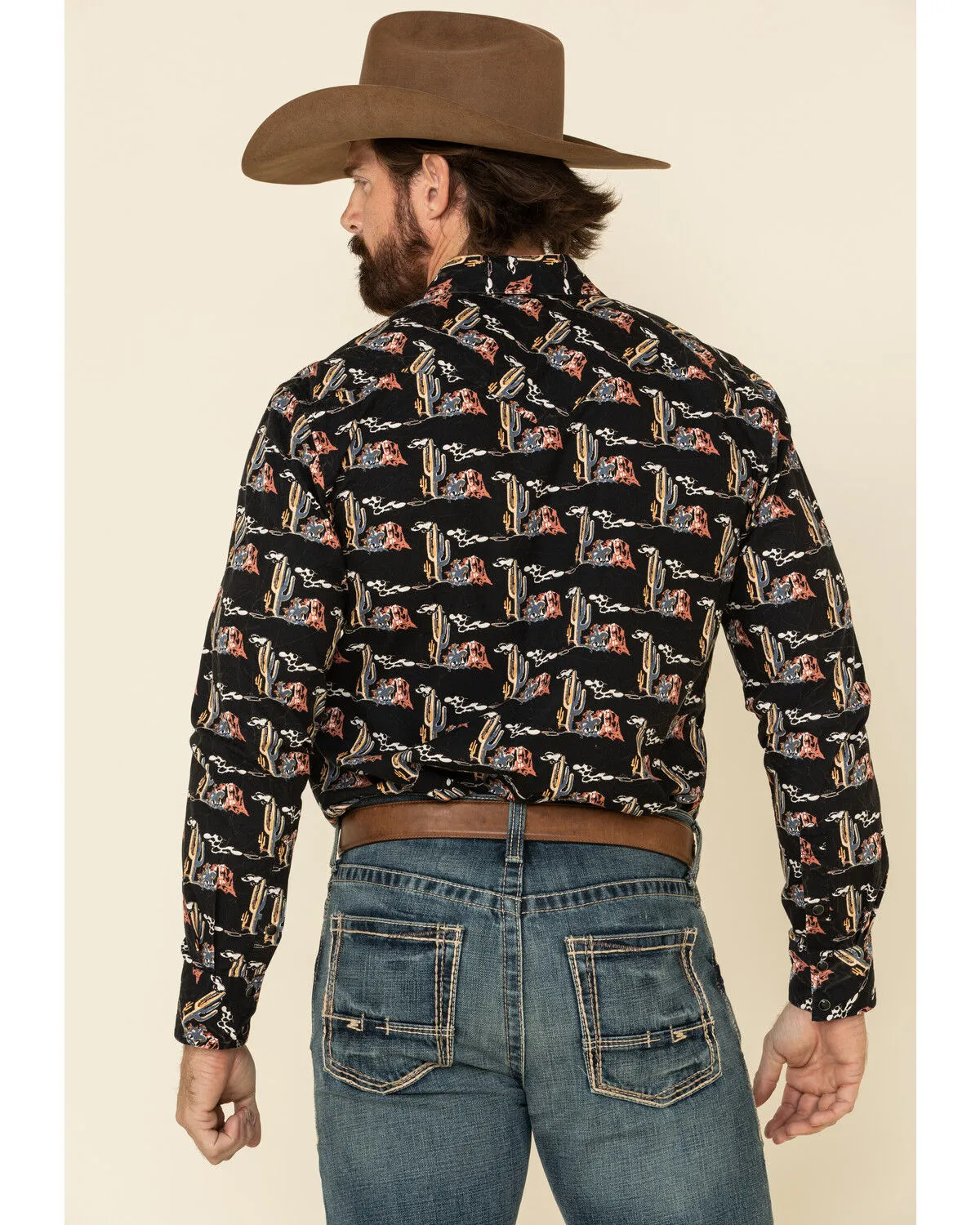 Dale Brisby Men's Cactus Print Long Sleeve Snap Western Shirt