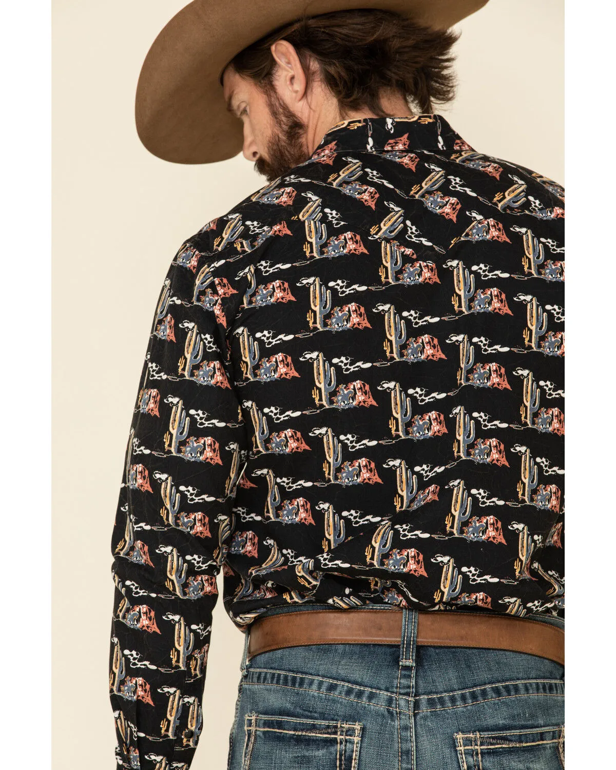 Dale Brisby Men's Cactus Print Long Sleeve Snap Western Shirt