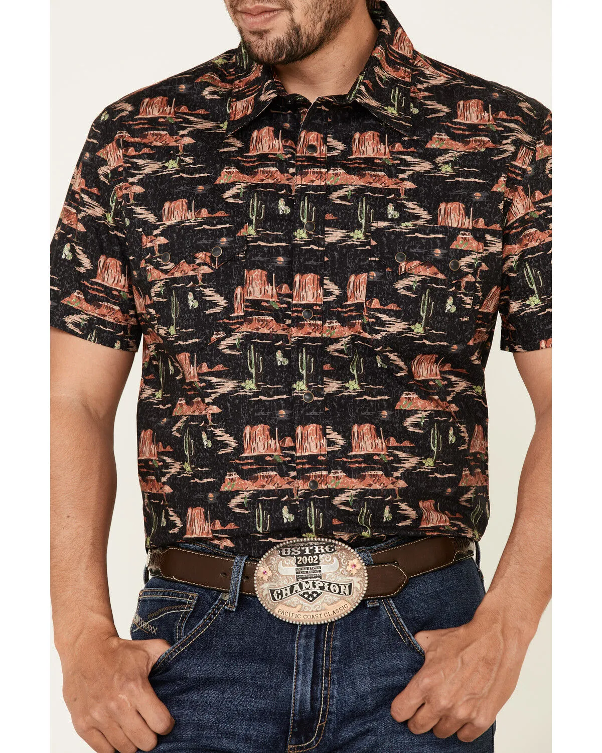 Dale Brisby Men's Desert Novelty Print Short Sleeve Western Shirt