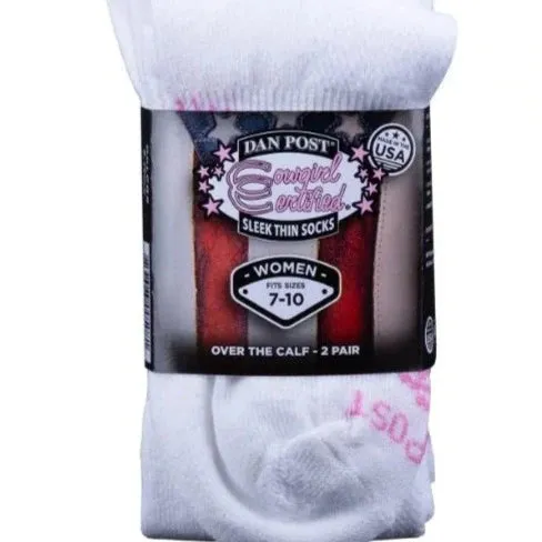 Dan Post Women's Cowgirl Certified Lite Over The Calf Sock- 2 Pack