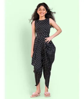 Elasticated Polka Print Dhoti Jumpsuit for Girls