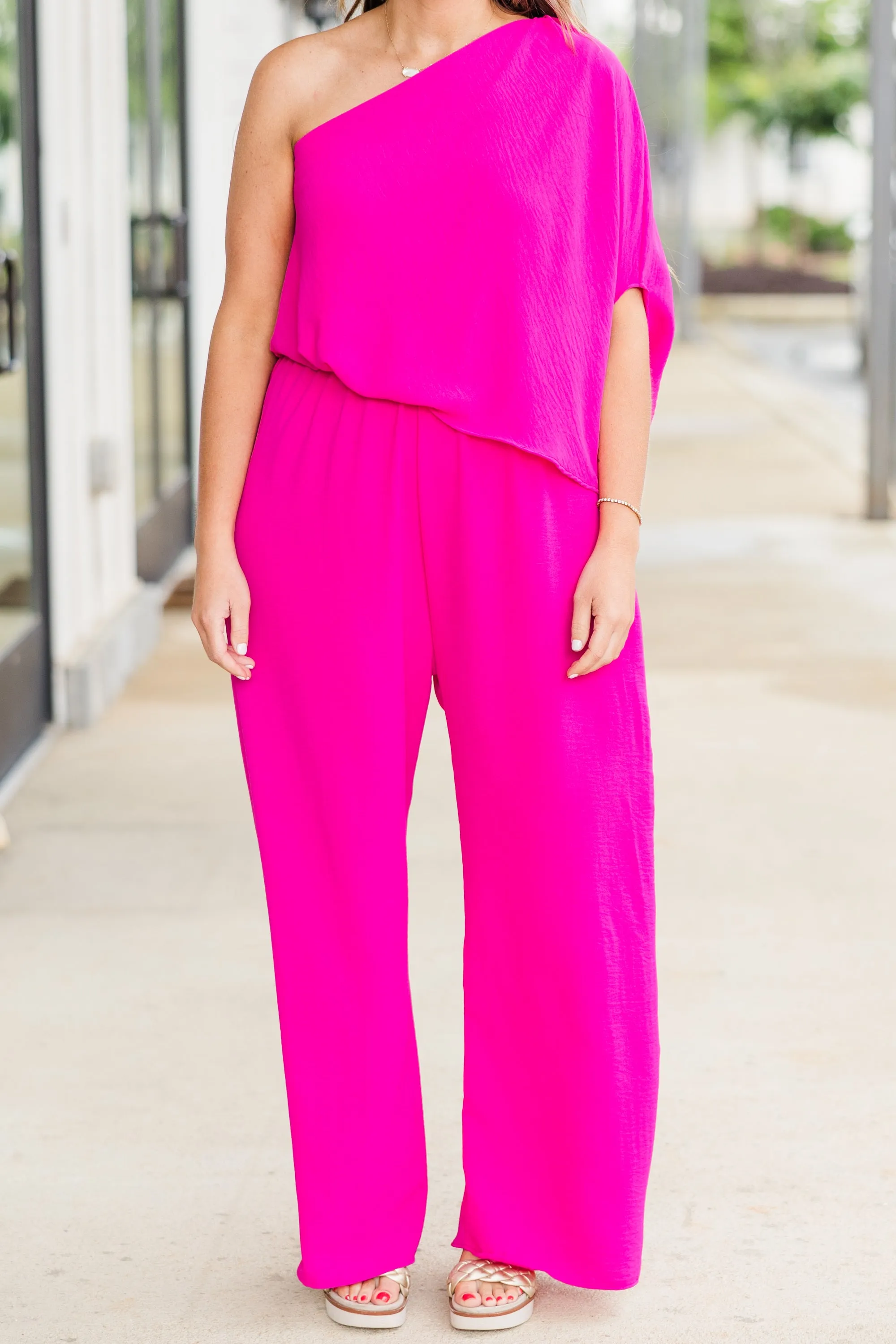 Good Luck Babe Jumpsuit, Fuchsia