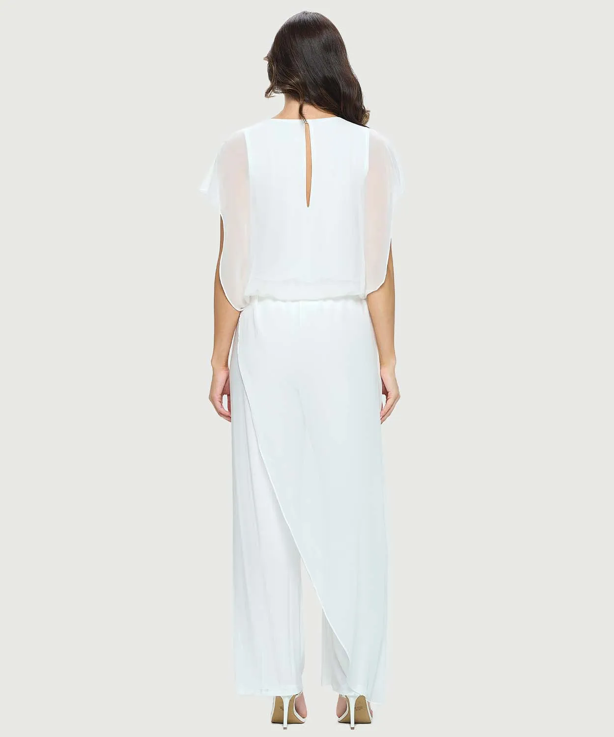 Last Tango Jumpsuit w/ Chiffon Overlay -  Ivory