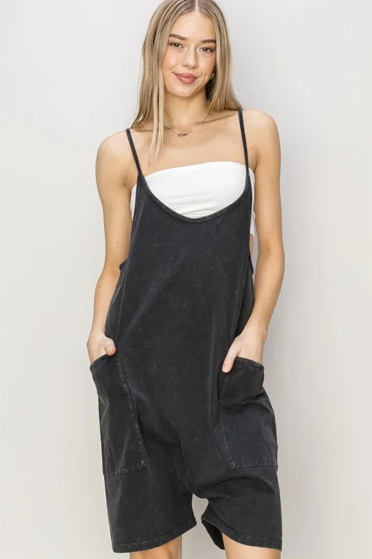 Mineral Washed Cami Romper