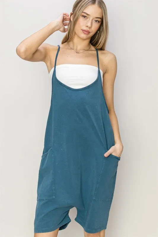 Mineral Washed Cami Romper