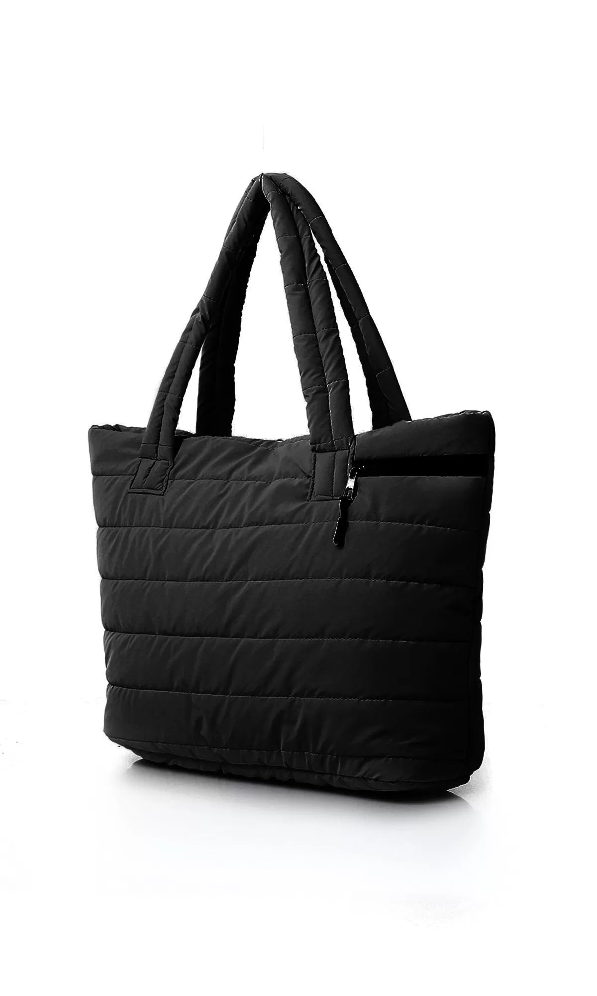 O181882 Zipped Casual Black Quilted Hand-Bag