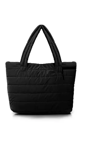 O181882 Zipped Casual Black Quilted Hand-Bag