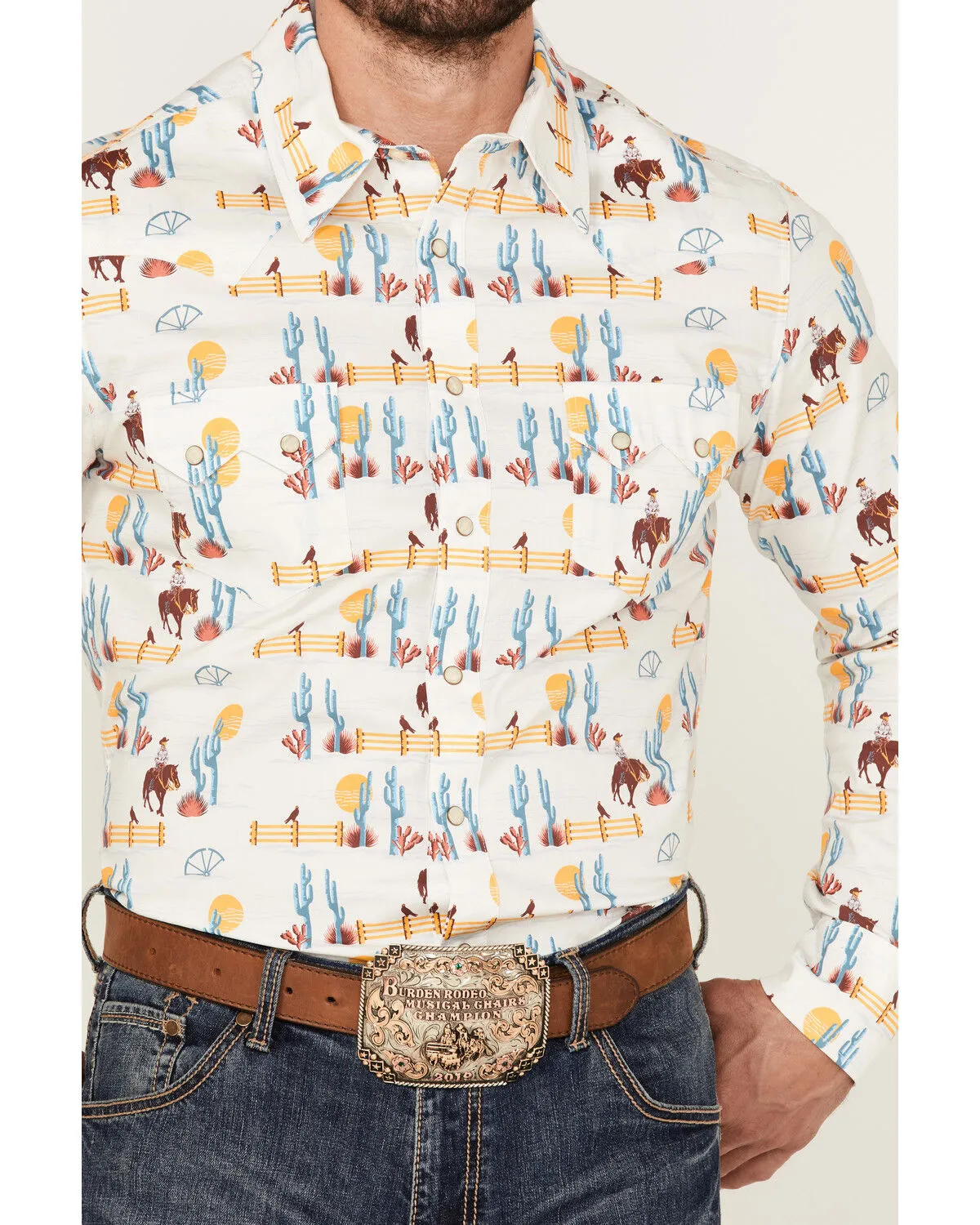 Product Name:  Dale Brisby Men's All-Over Scenic Print Long Sleeve Snap Western Shirt