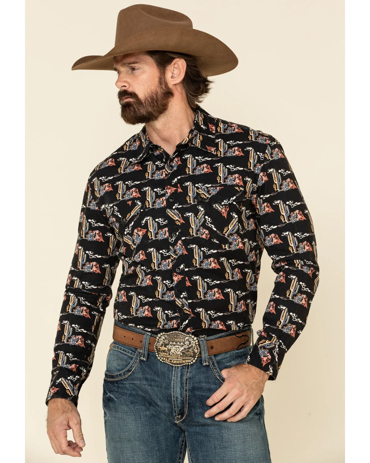 Product Name:  Dale Brisby Men's Cactus Print Long Sleeve Snap Western Shirt