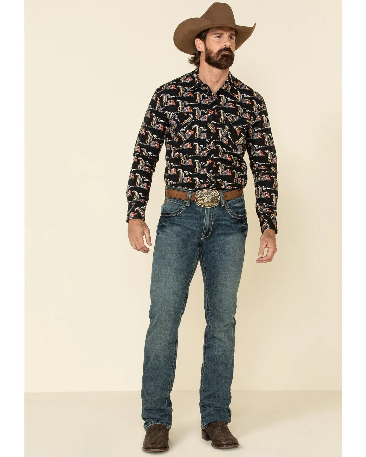 Product Name:  Dale Brisby Men's Cactus Print Long Sleeve Snap Western Shirt