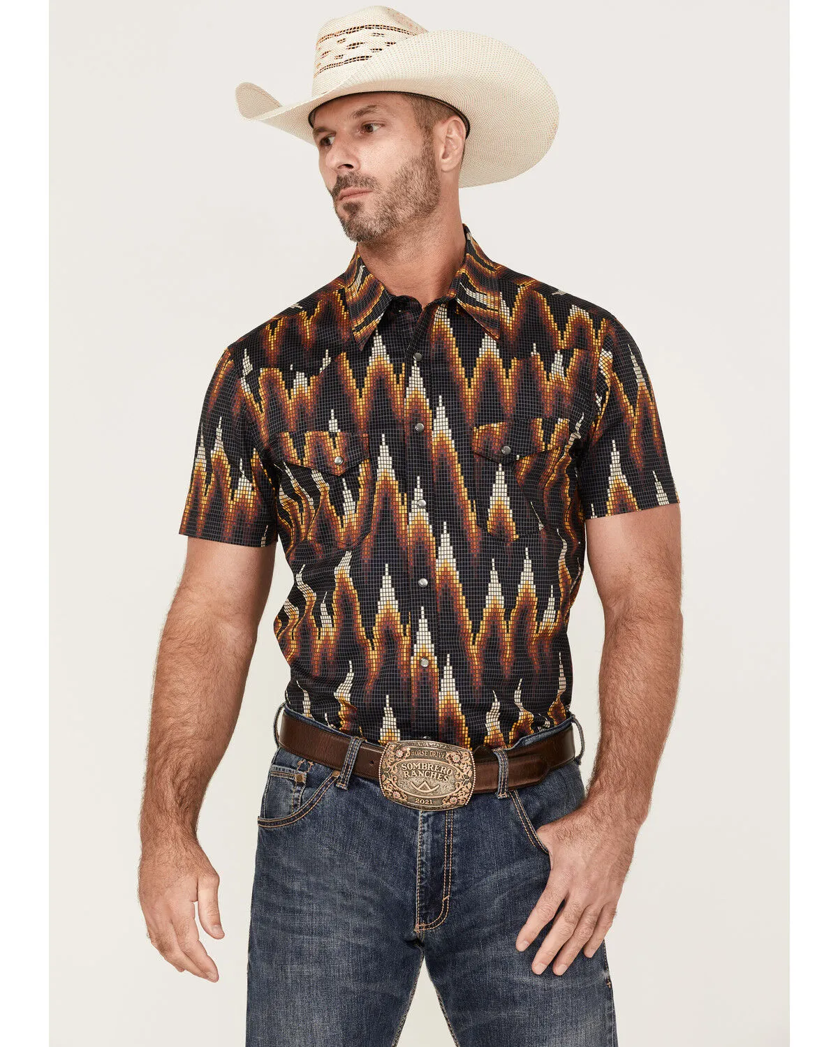 Product Name:  Dale Brisby Men's Digital Print Short Sleeve Snap Western Shirt