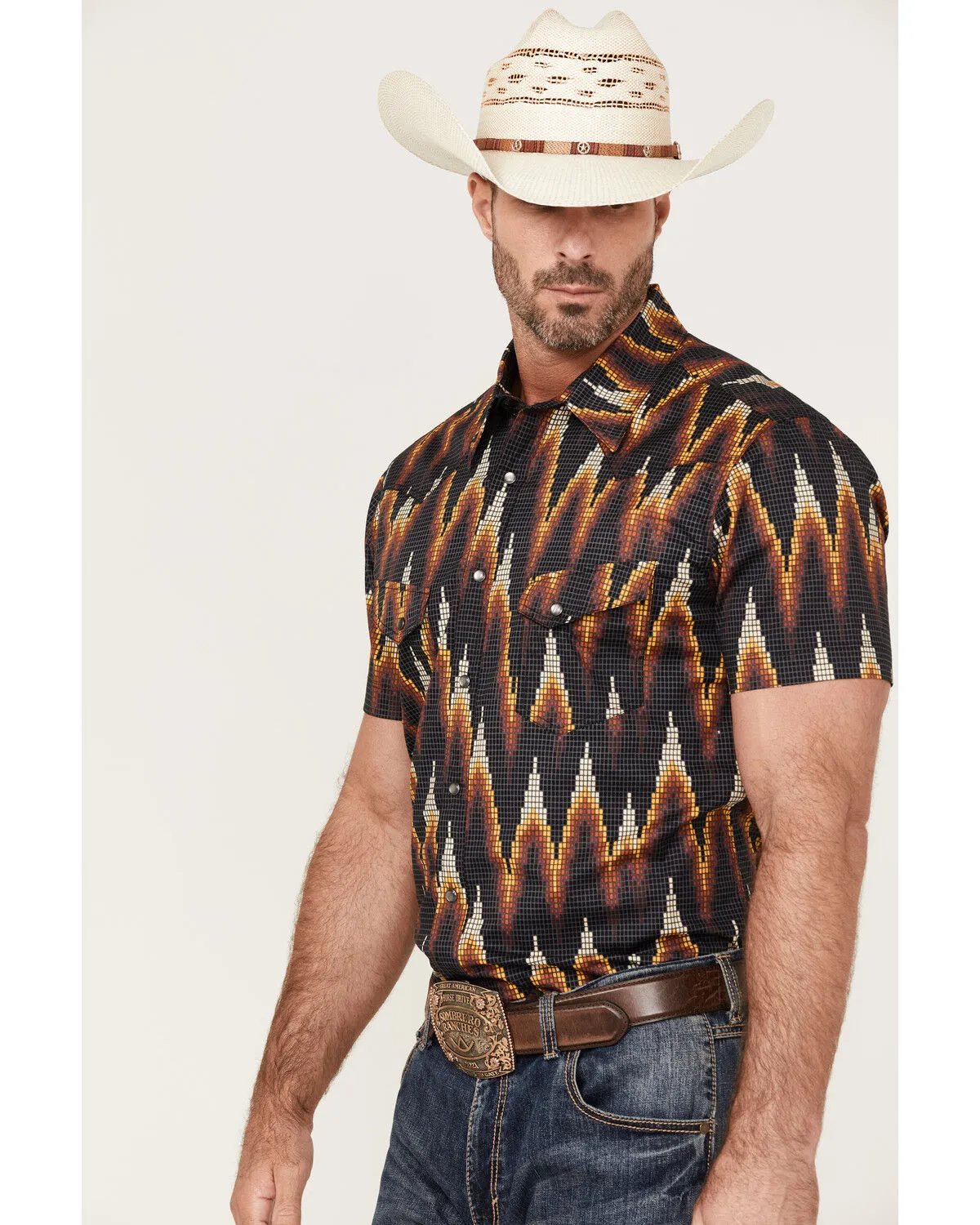 Product Name:  Dale Brisby Men's Digital Print Short Sleeve Snap Western Shirt