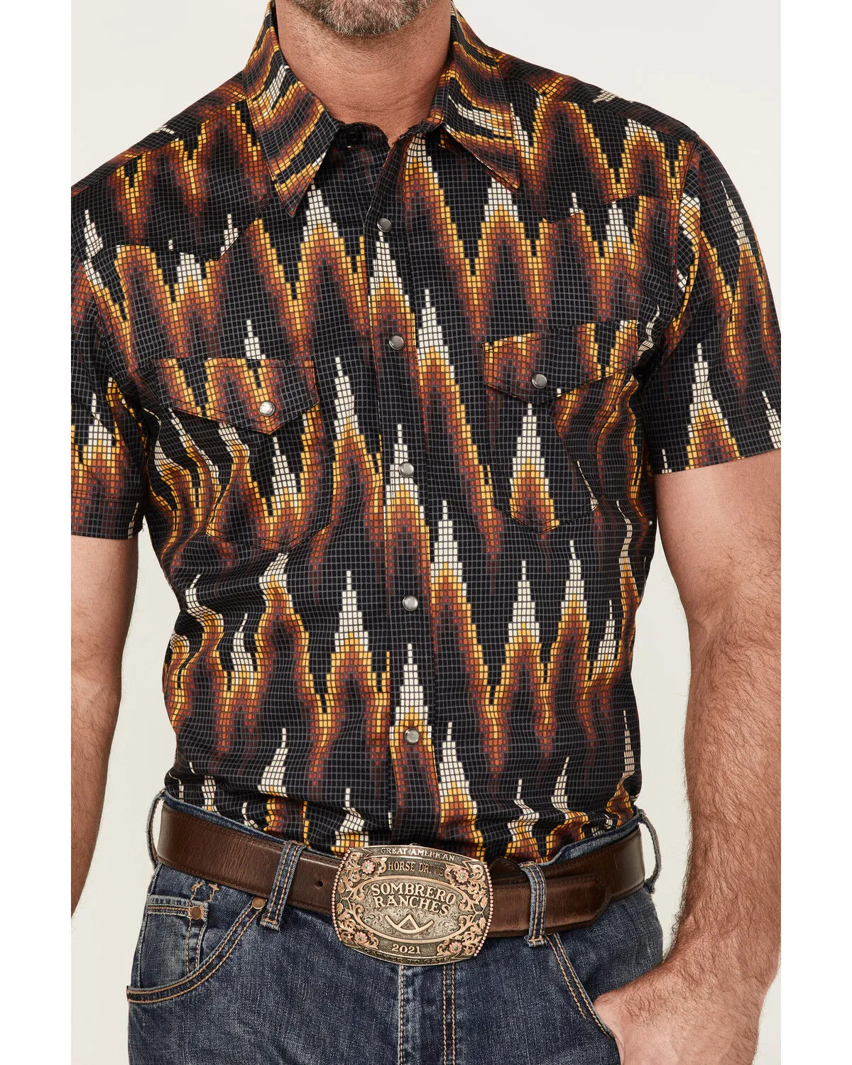 Product Name:  Dale Brisby Men's Digital Print Short Sleeve Snap Western Shirt