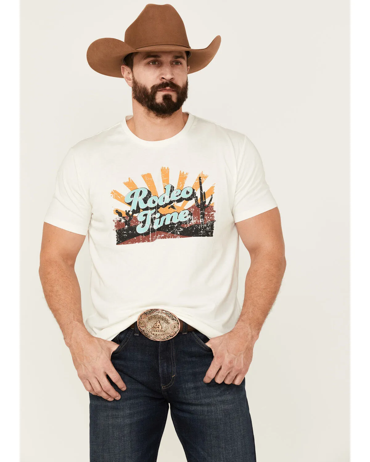 Product Name:  Dale Brisby Men's Rodeo Graphic Off-White Short Sleeve T-Shirt