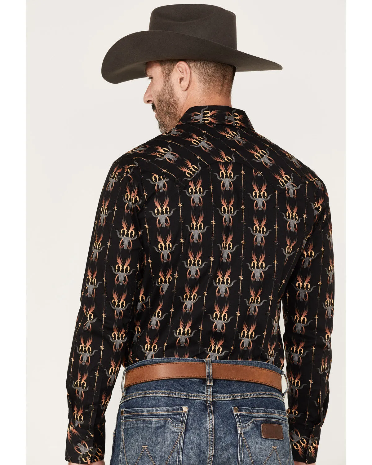 Product Name:  Dale Brisby Men's Stretch Antler Bull Skull Print Western Shirt