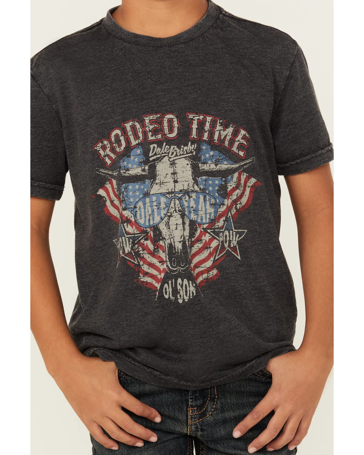 Product Name:  Rock & Roll Denim Boys' Dale Brisby American Rodeo Time Short Sleeve Graphic T-Shirt