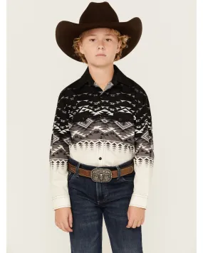 Product Name:  Rock & Roll Denim Boys' Dale Brisby Border Print Long Sleeve Snap Stretch Western Shirt