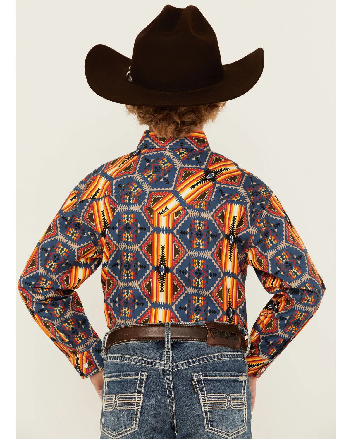 Product Name:  Rock & Roll Denim Boys' Dale Brisby Southwestern Print Long Sleeve Pearl Snap Western Shirt