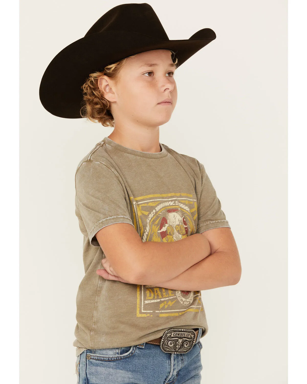 Product Name:  Rock & Roll Denim Boys' Rodeo Time Dale Brisby Short Sleeve Graphic T-Shirt